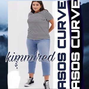 Asos Curve Navy Blue/White Stripe Tee ~ 20